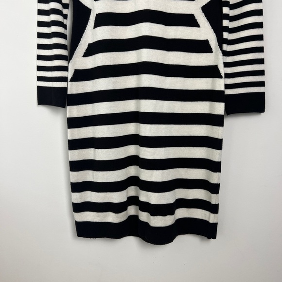 Calvin Klein Size M Long Sleeve Black & White Striped Sweater Dress Career Shift - Picture 6 of 9